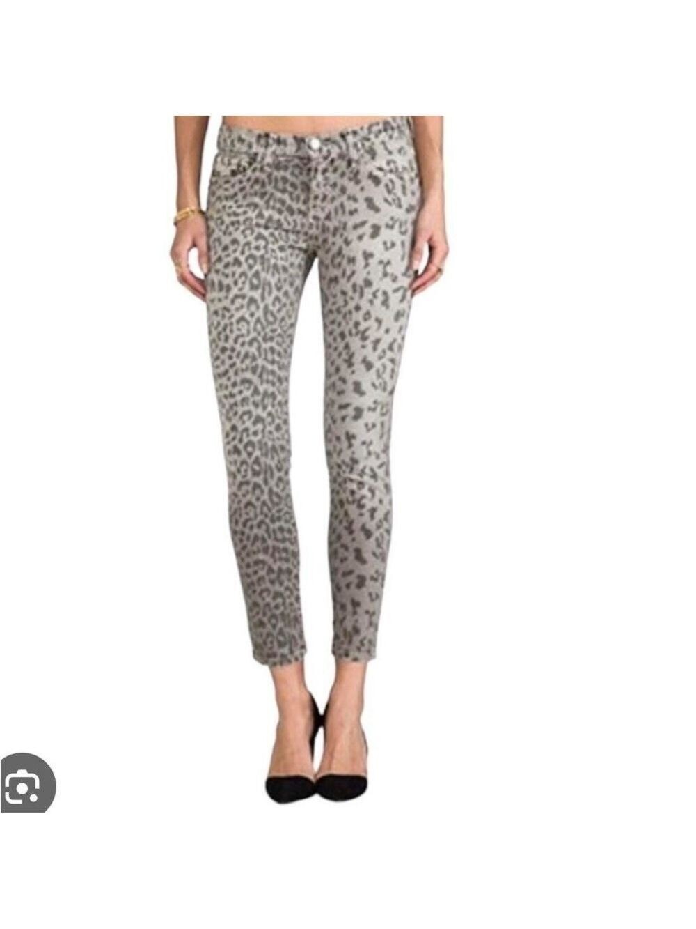 Current Elliott The Rolled Skinny Grey Leopard corduroy pants 26